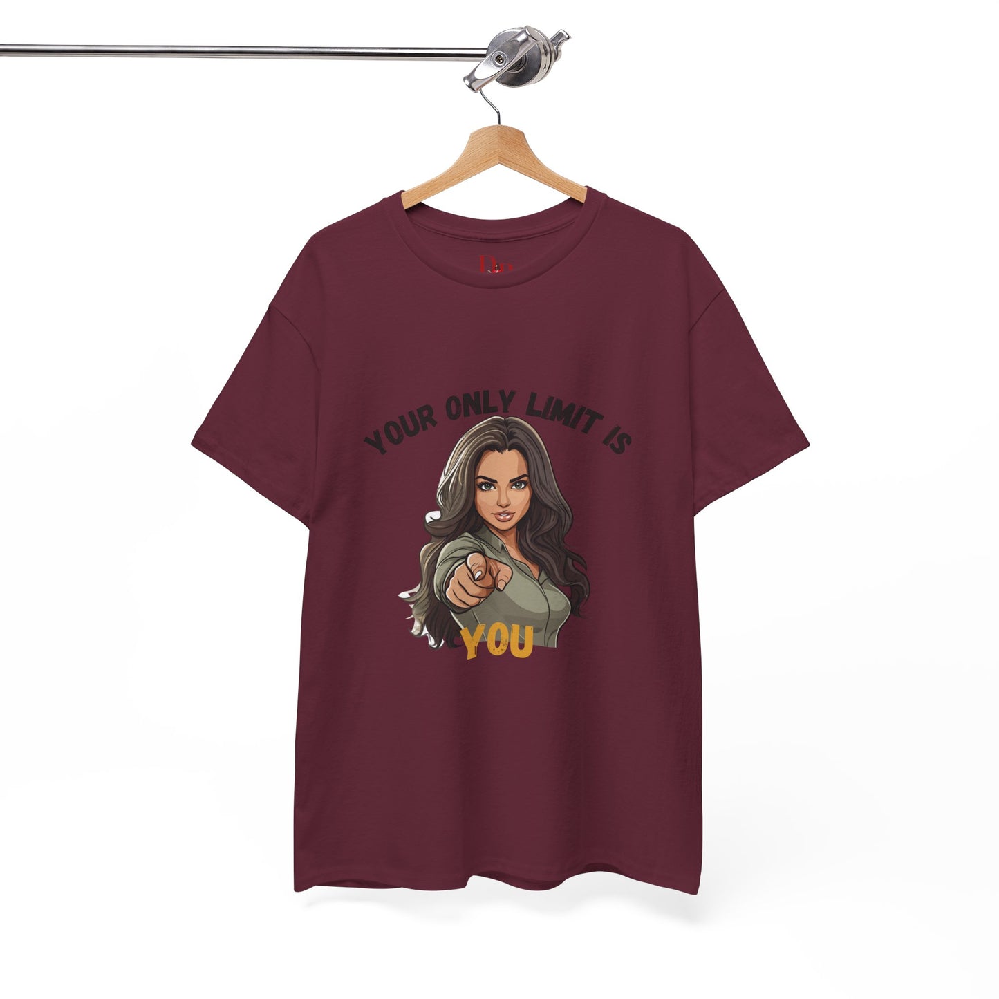 "Your Only Limit Is You" Inspirational Shirt – Motivational Tee in Black & Gold Text