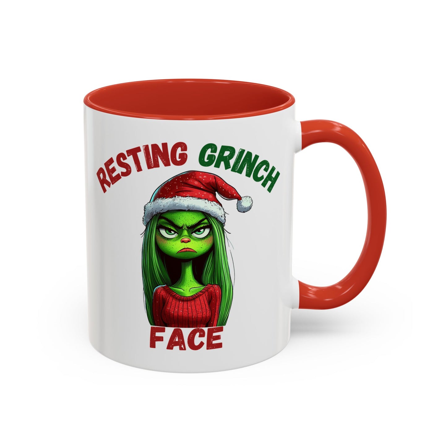 "Resting Grinch Face" Christmas Mug – Funny Holiday Coffee Cup in Red & Green (11, 15oz)