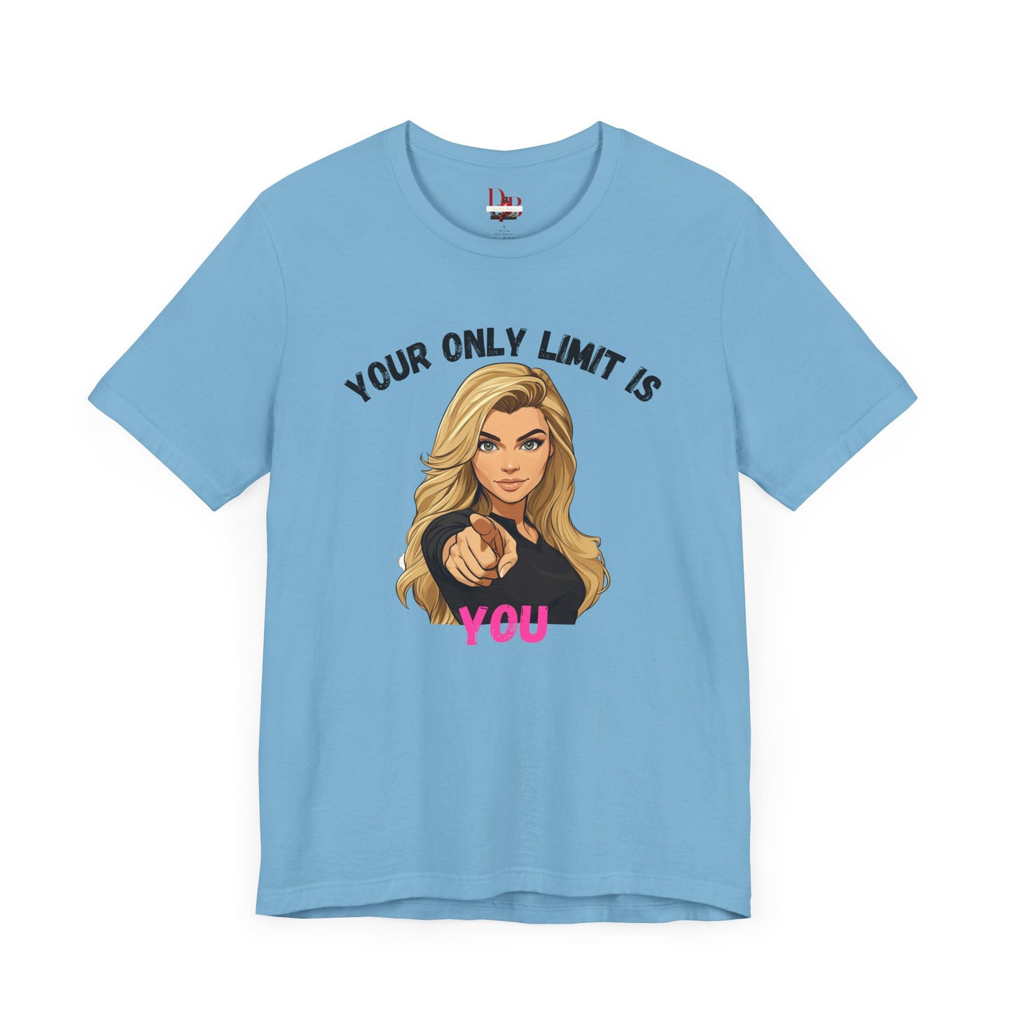 "Your Only Limit Is You" Inspirational Shirt B – Motivational Tee in Black & Pink