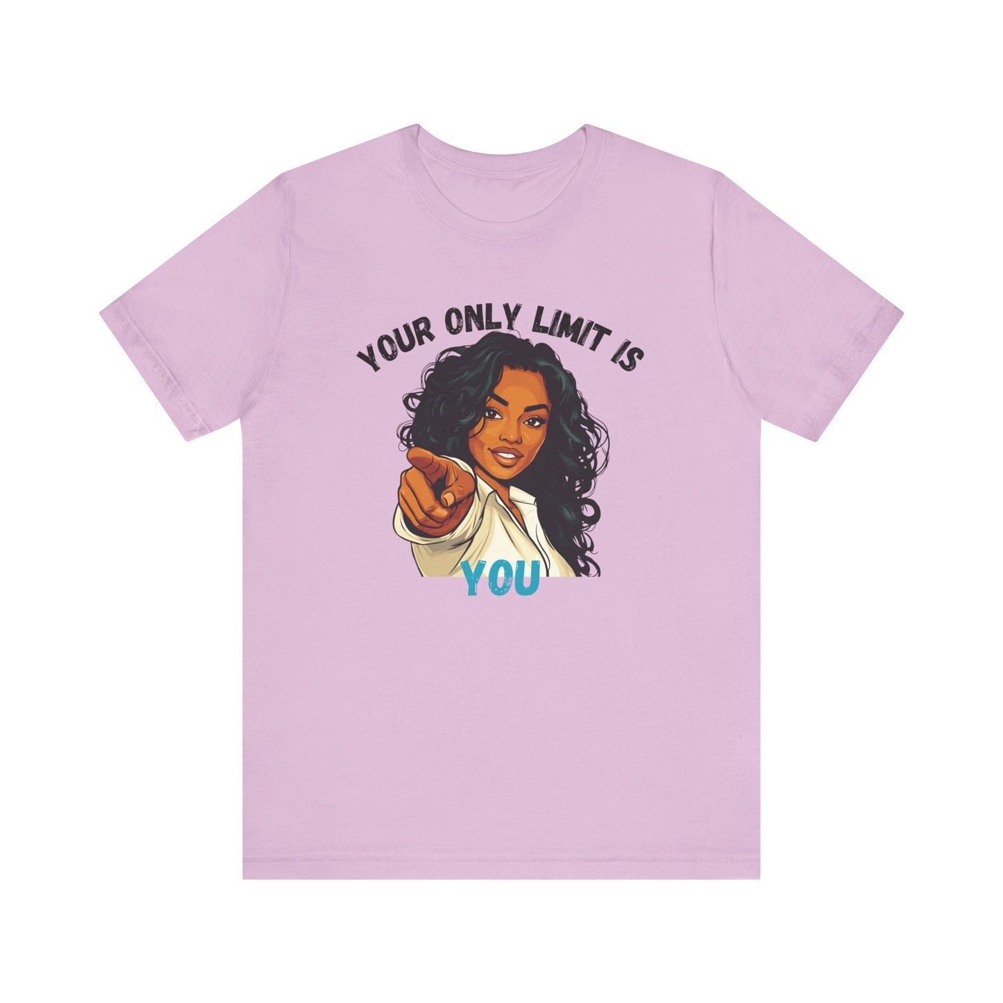 "Your Only Limit Is You" Inspirational Shirt – Motivational Tee in Black & Blue Text