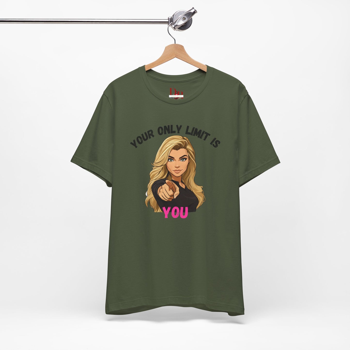 "Your Only Limit Is You" Inspirational Shirt B – Motivational Tee in Black & Pink