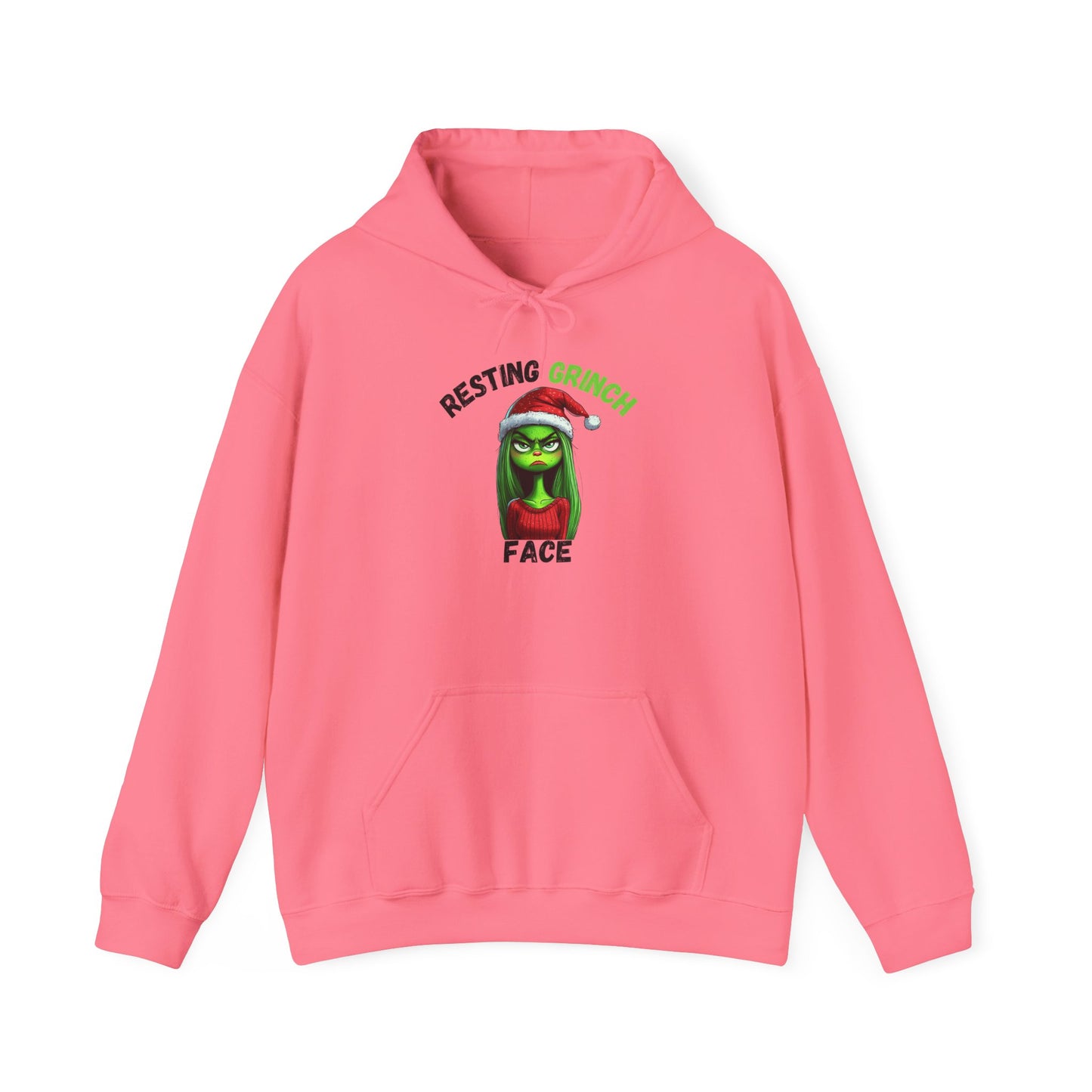 "Resting Grinch Face" Hoodie – Funny Christmas Hoodie in Black & Green Text for Holiday Season