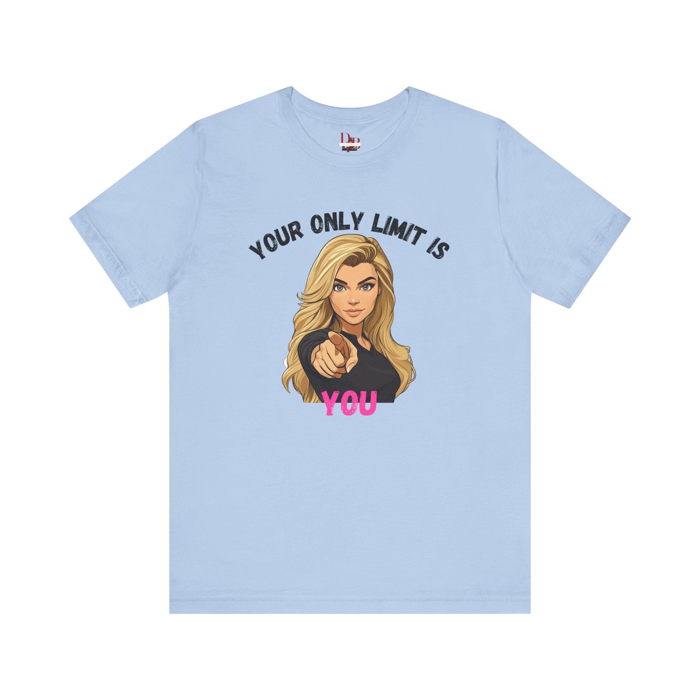 "Your Only Limit Is You" Inspirational Shirt B – Motivational Tee in Black & Pink