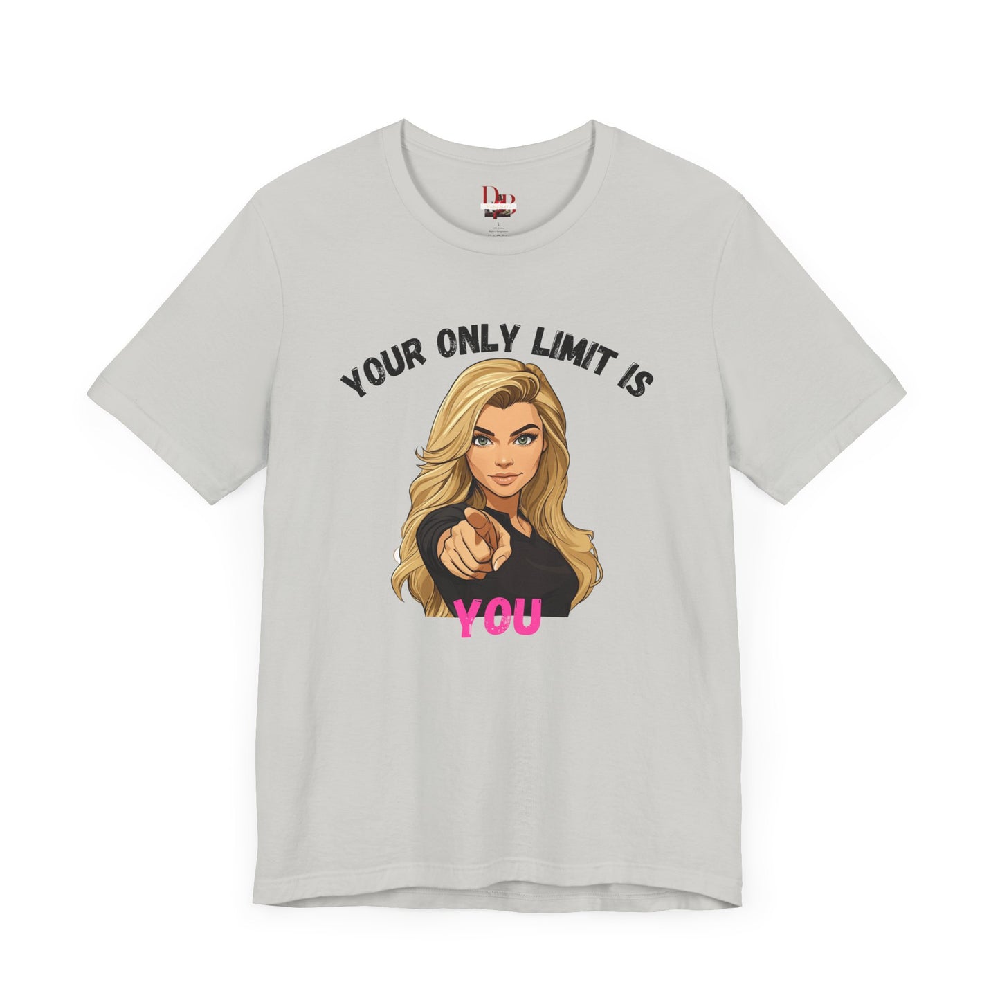"Your Only Limit Is You" Inspirational Shirt B – Motivational Tee in Black & Pink