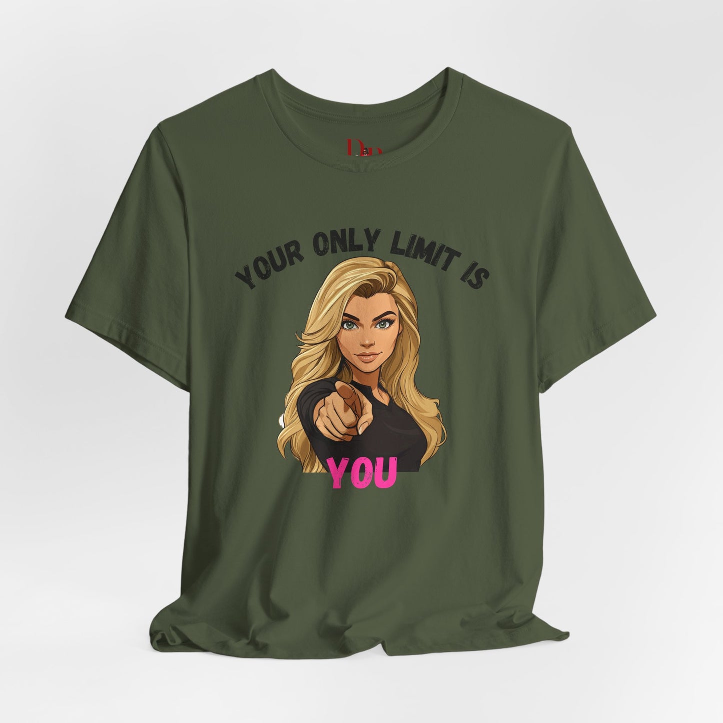 "Your Only Limit Is You" Inspirational Shirt B – Motivational Tee in Black & Pink