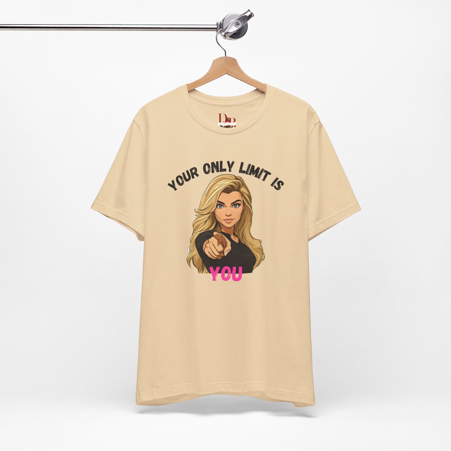 "Your Only Limit Is You" Inspirational Shirt B – Motivational Tee in Black & Pink