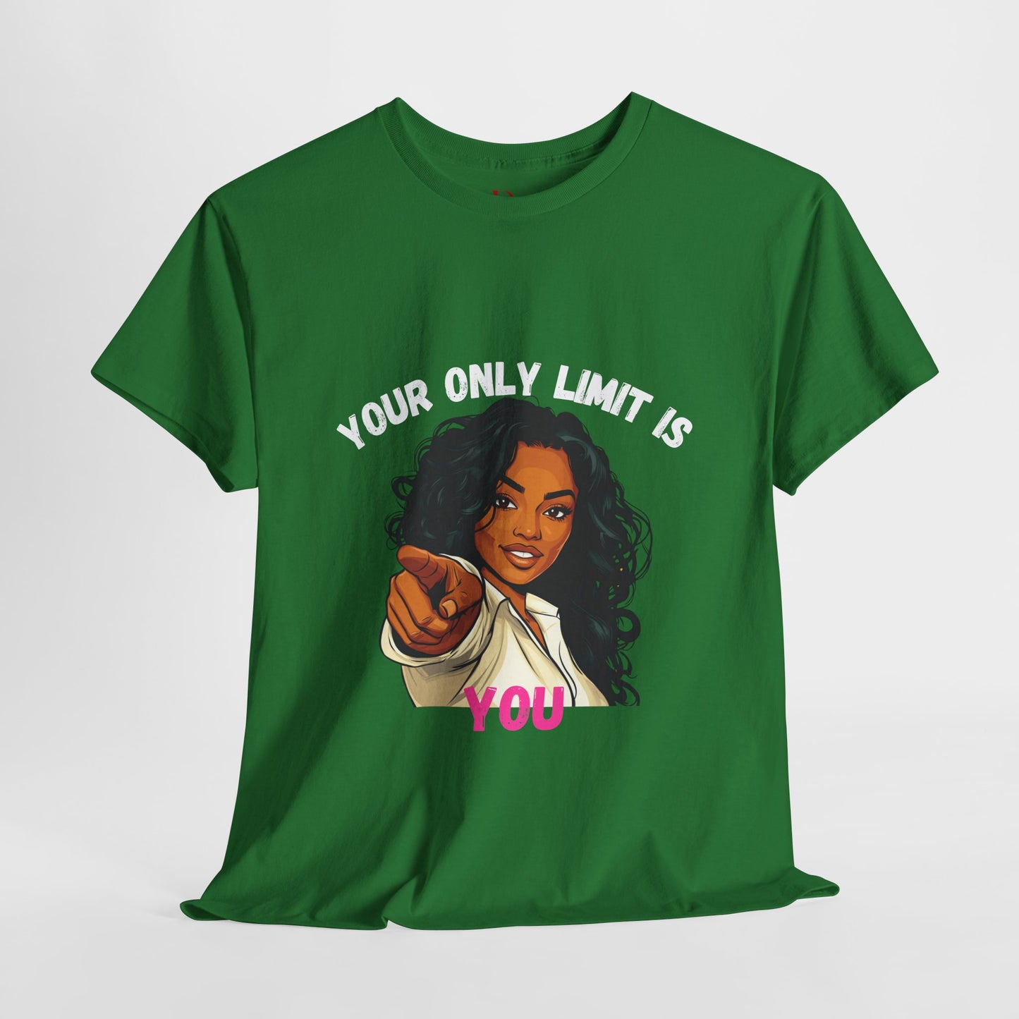 "Your Only Limit Is You" Inspirational Shirt – Motivational Tee in White & Pink Text