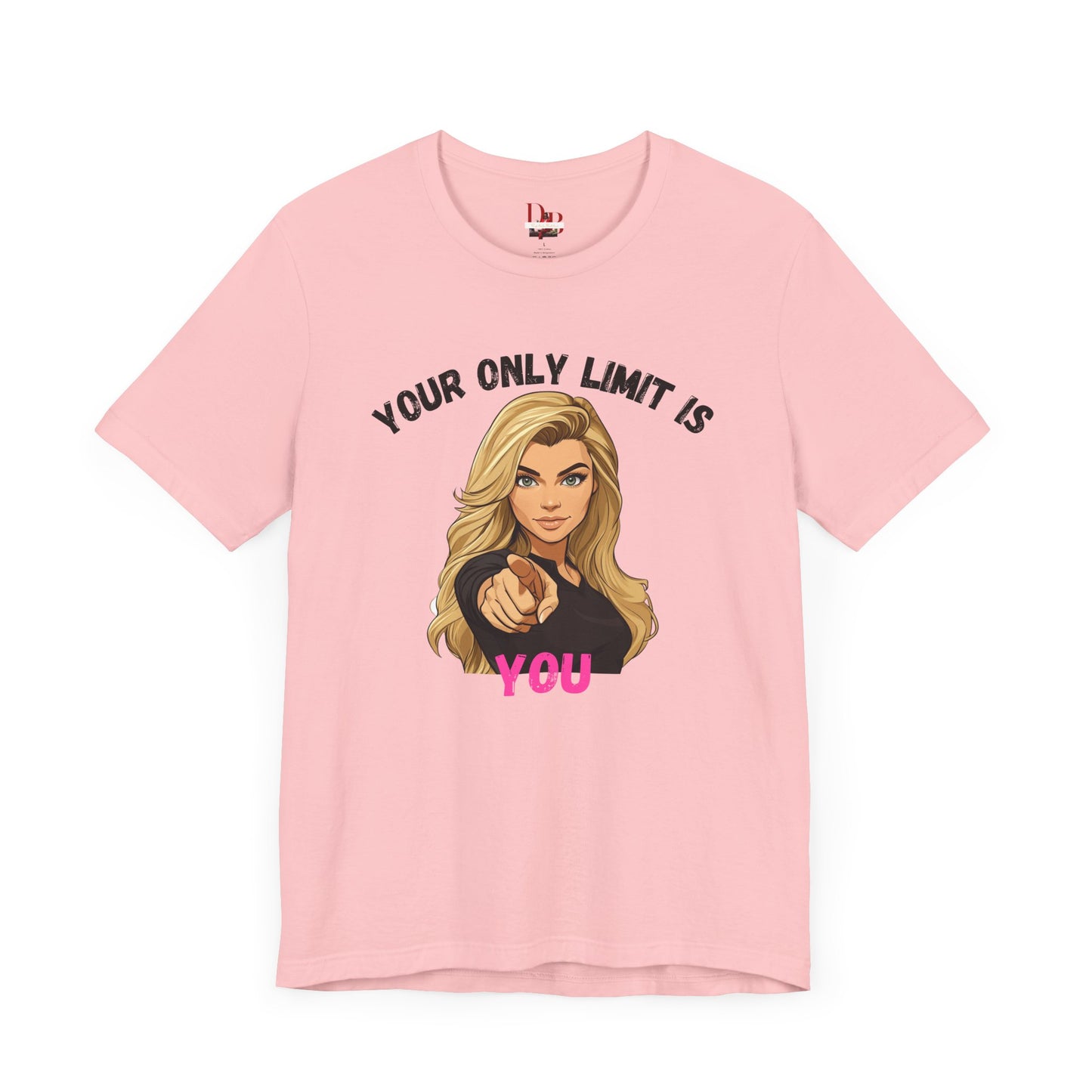 "Your Only Limit Is You" Inspirational Shirt B – Motivational Tee in Black & Pink