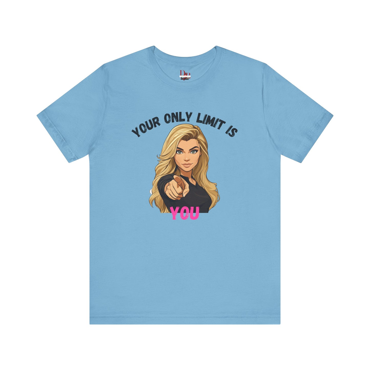 "Your Only Limit Is You" Inspirational Shirt B – Motivational Tee in Black & Pink