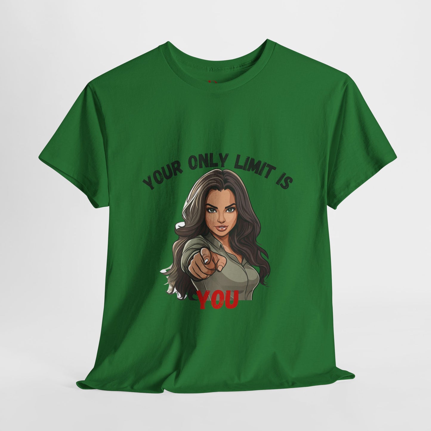 "Your Only Limit Is You" Inspirational Shirt – Motivational Tee in Black & Red Text