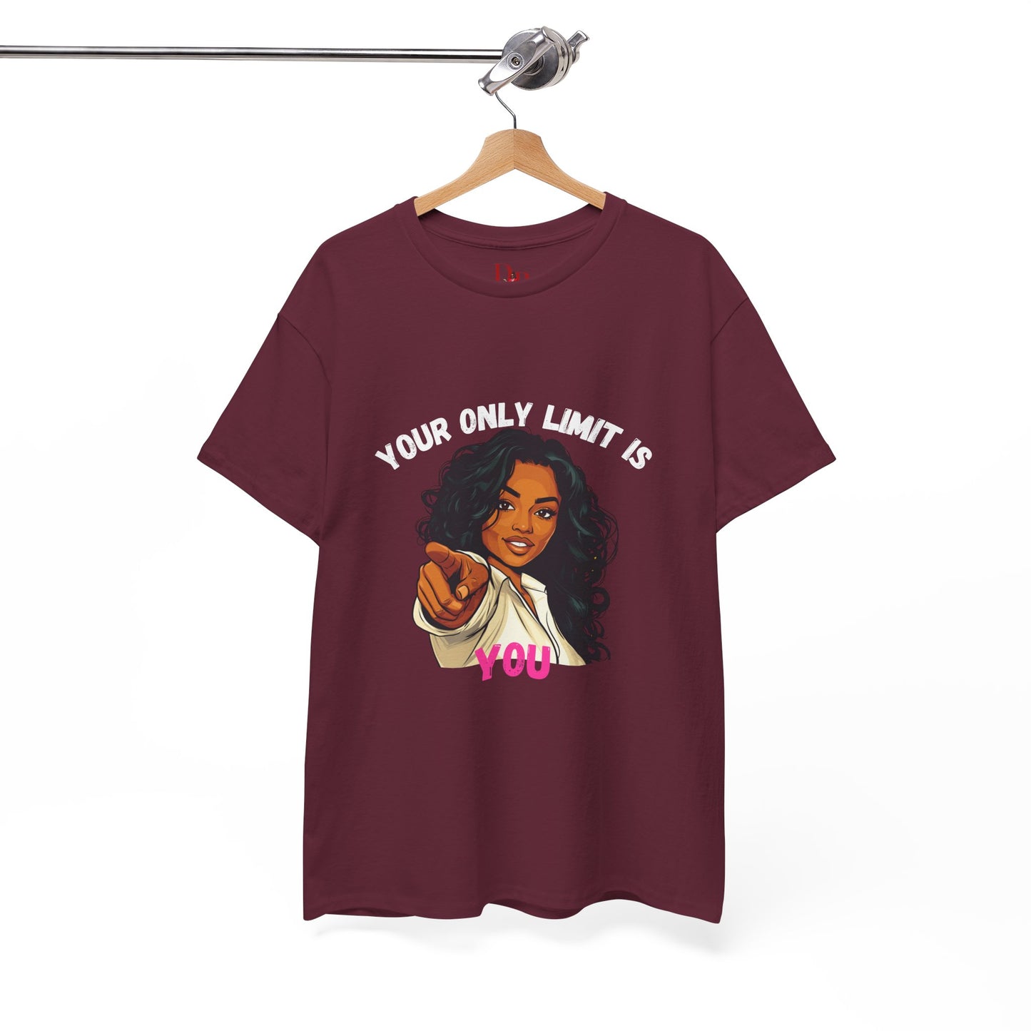 "Your Only Limit Is You" Inspirational Shirt – Motivational Tee in White & Pink Text