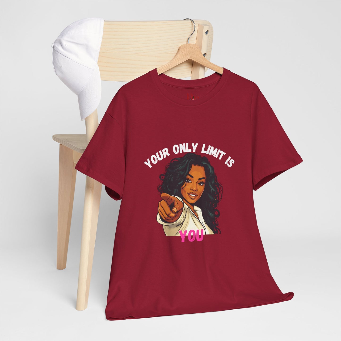 "Your Only Limit Is You" Inspirational Shirt – Motivational Tee in White & Pink Text