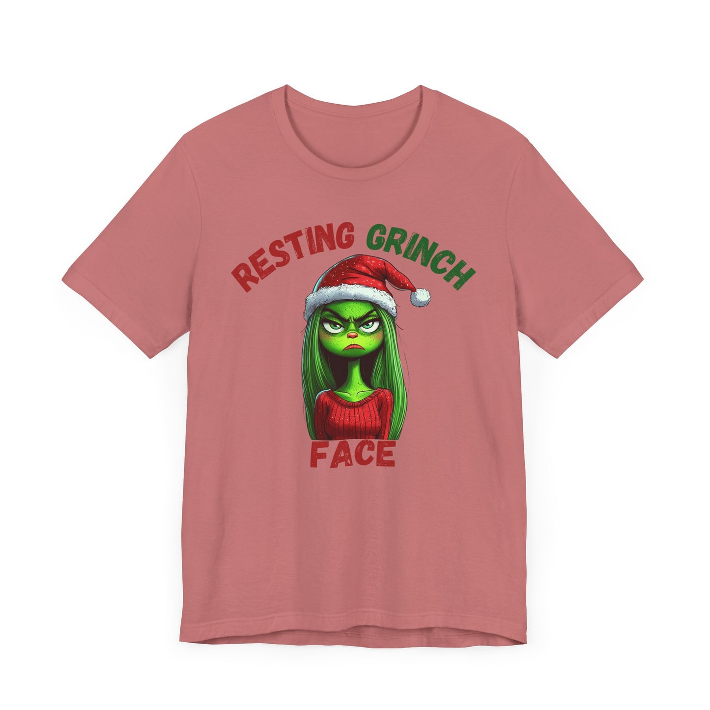 "Resting Grinch Face" Holiday Shirt – Funny Christmas Tee in Red & Green