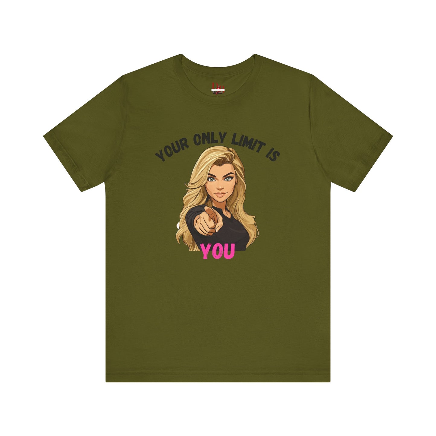 "Your Only Limit Is You" Inspirational Shirt B – Motivational Tee in Black & Pink