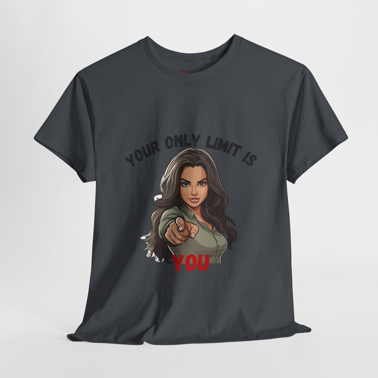 "Your Only Limit Is You" Inspirational Shirt – Motivational Tee in Black & Red Text