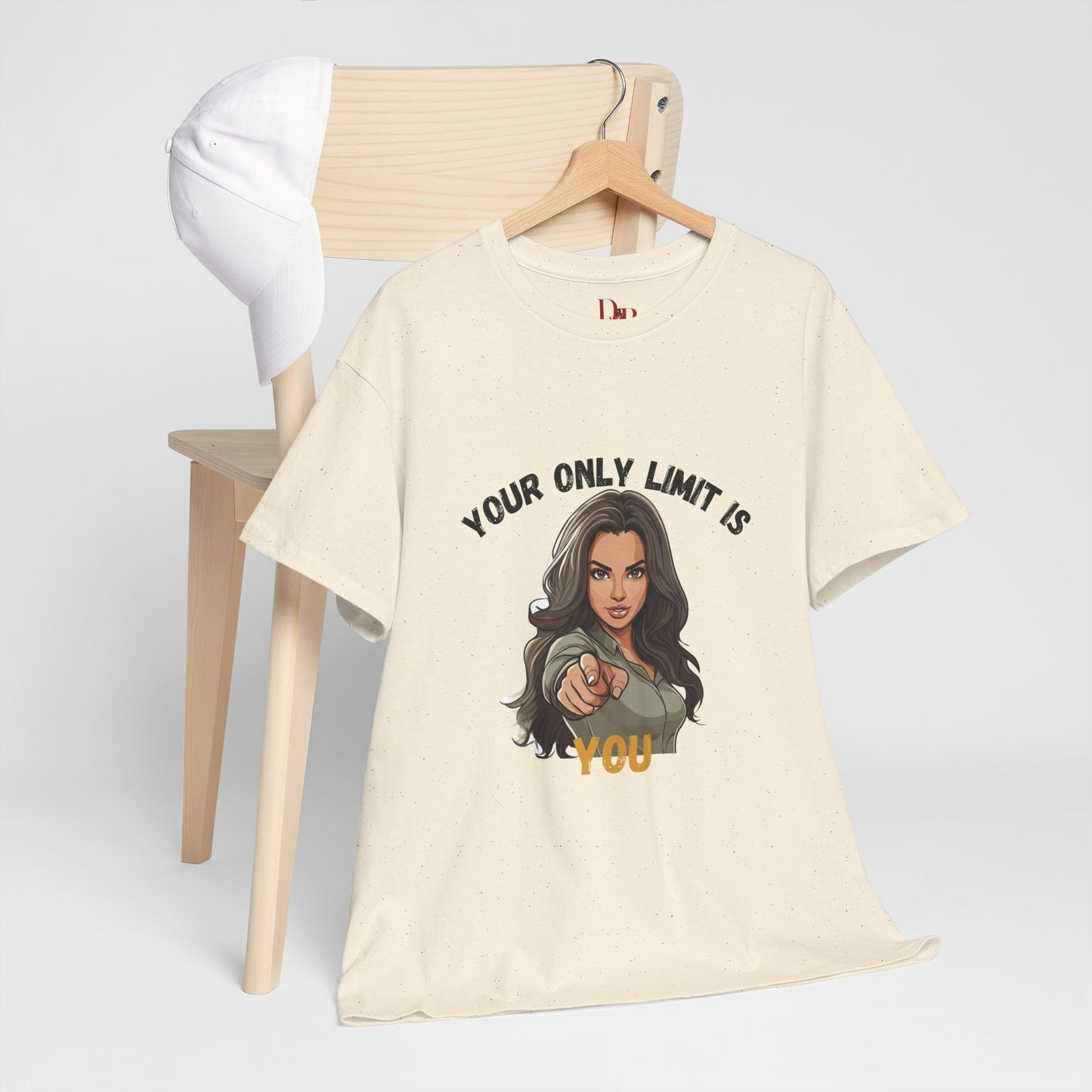 "Your Only Limit Is You" Inspirational Shirt – Motivational Tee in Black & Gold Text
