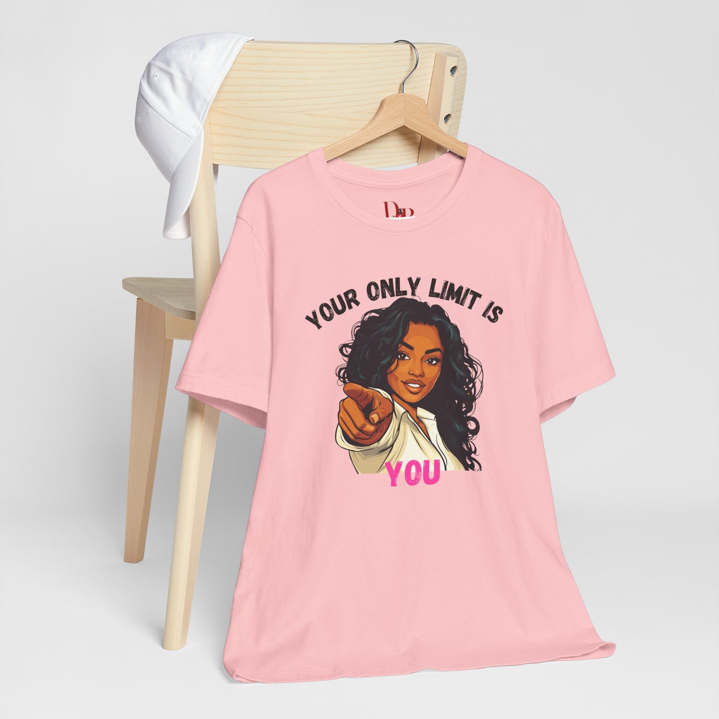 "Your Only Limit Is You" Inspirational Shirt – Motivational Tee in Black & Pink