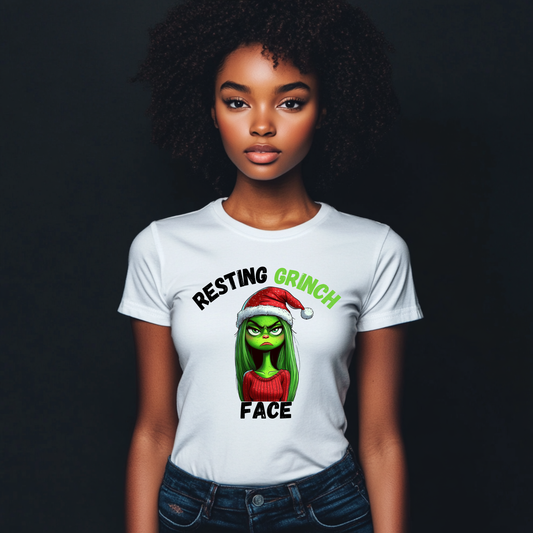 "Resting Grinch Face" Holiday Shirt – Funny Christmas Tee in Black & Green