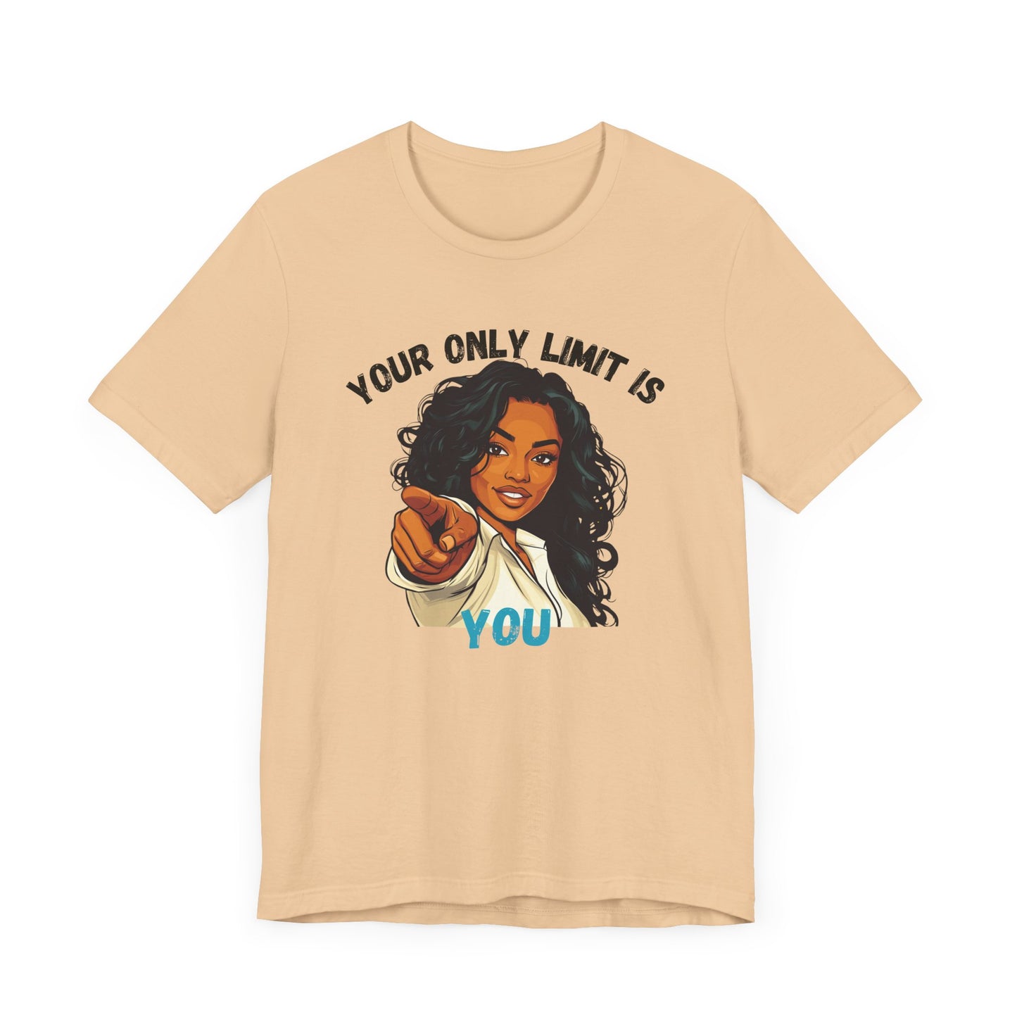 "Your Only Limit Is You" Inspirational Shirt – Motivational Tee in Black & Blue Text