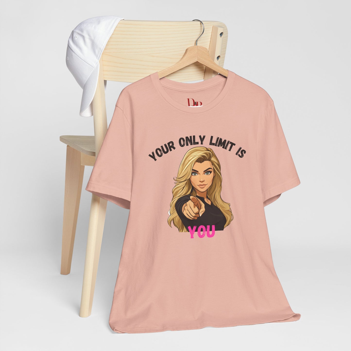 "Your Only Limit Is You" Inspirational Shirt B – Motivational Tee in Black & Pink