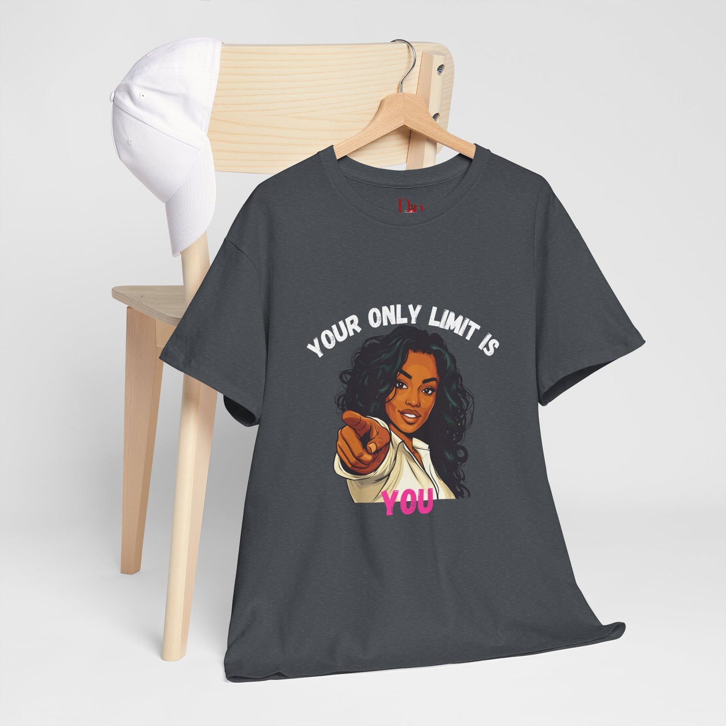"Your Only Limit Is You" Inspirational Shirt – Motivational Tee in White & Pink Text