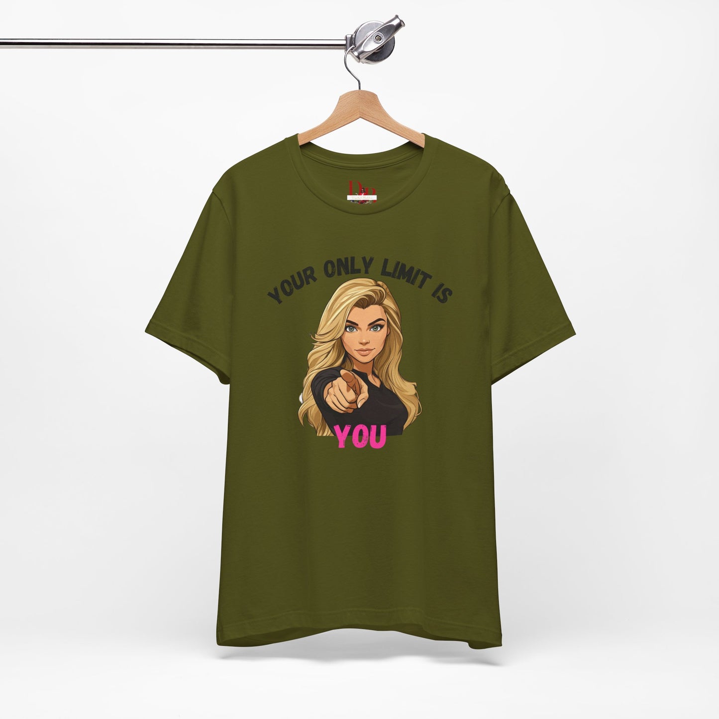 "Your Only Limit Is You" Inspirational Shirt B – Motivational Tee in Black & Pink