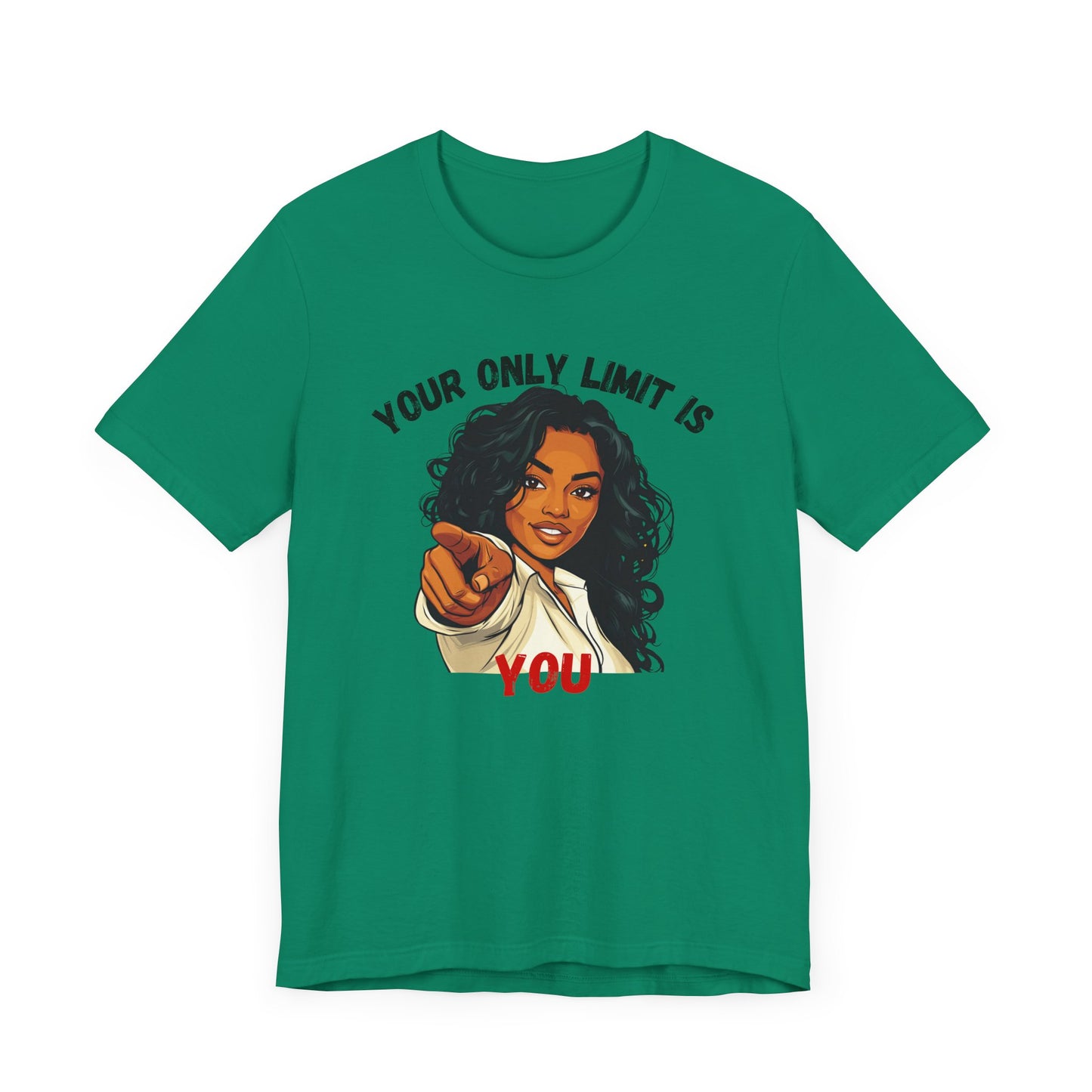 "Your Only Limit Is You" Inspirational Shirt – Motivational Tee in Black & Red Text