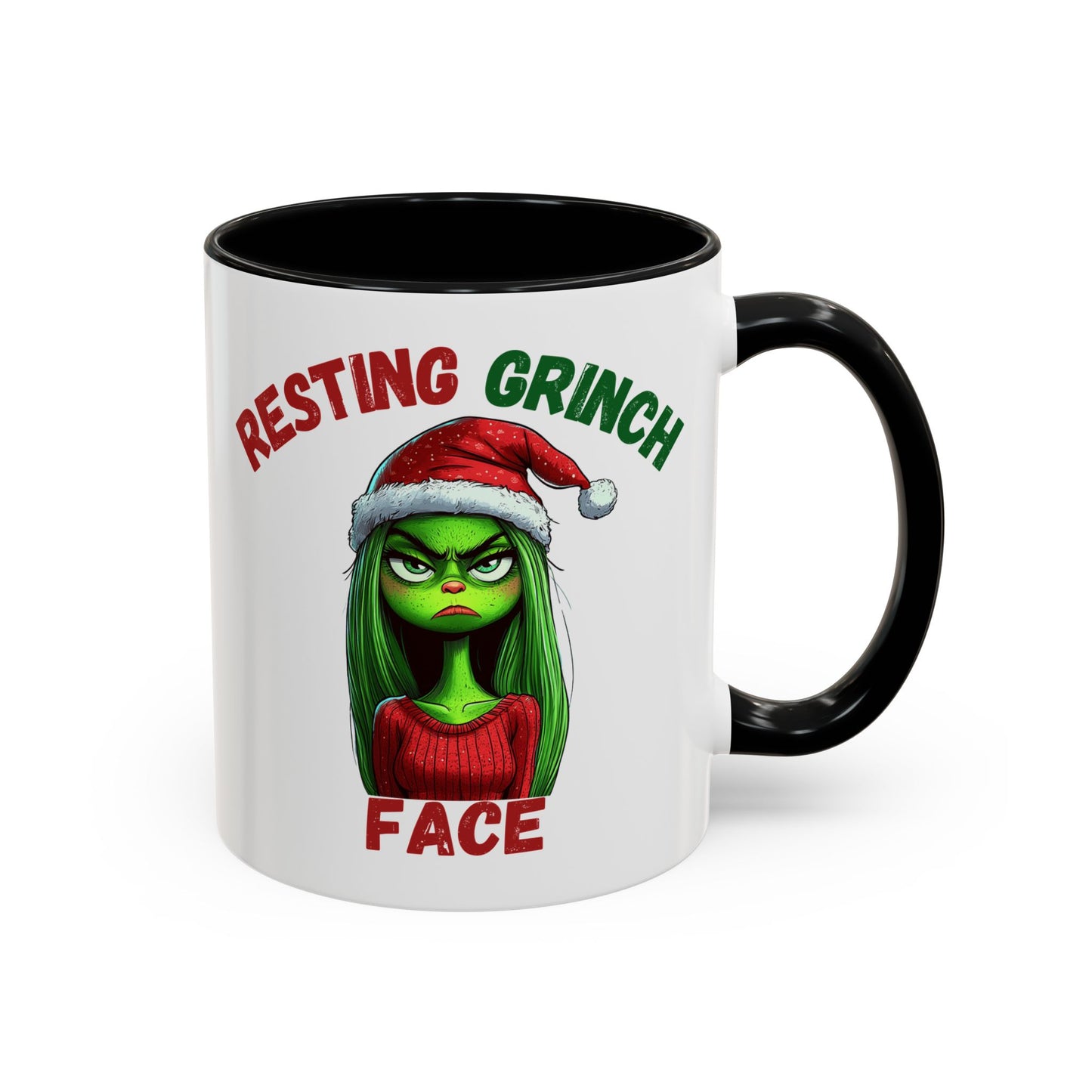 "Resting Grinch Face" Christmas Mug – Funny Holiday Coffee Cup in Red & Green (11, 15oz)