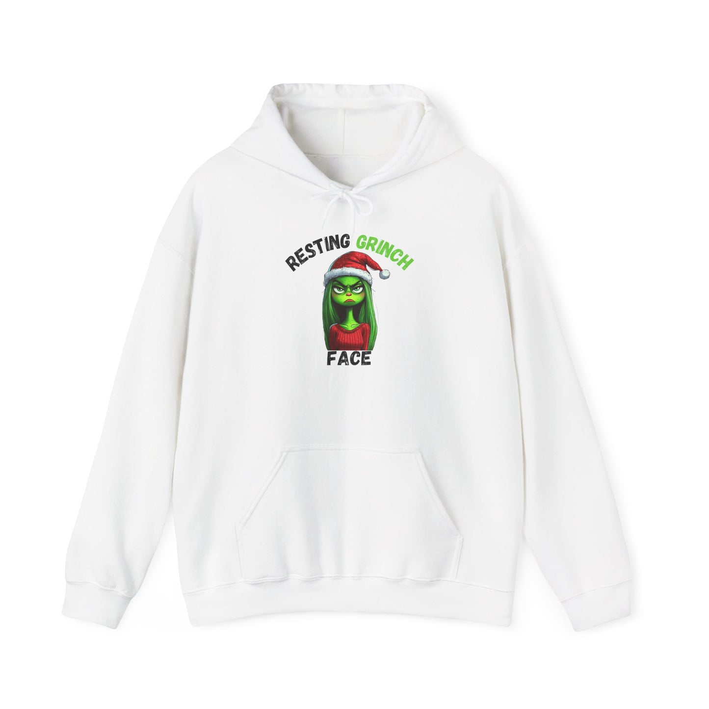 "Resting Grinch Face" Hoodie – Funny Christmas Hoodie in Black & Green Text for Holiday Season