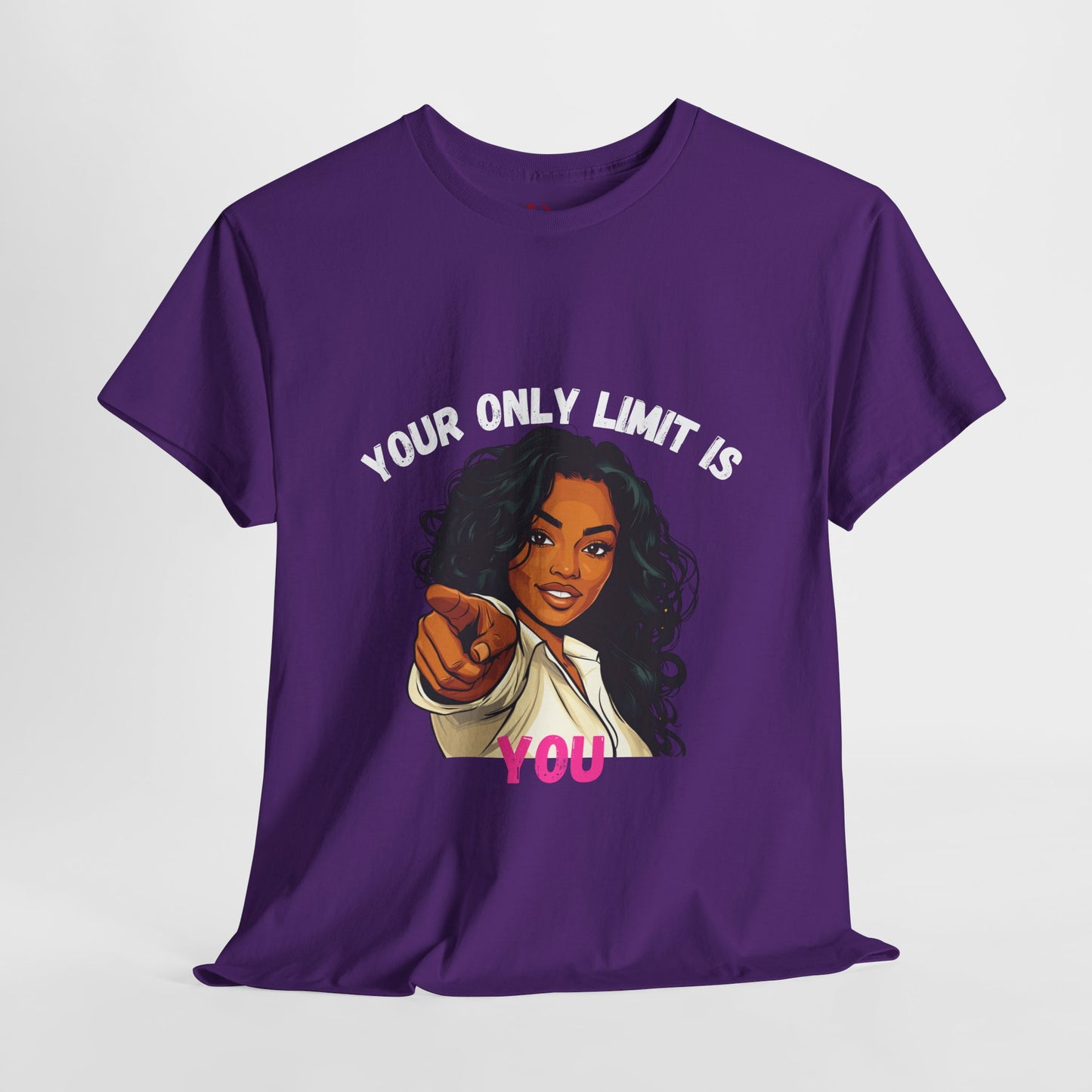 "Your Only Limit Is You" Inspirational Shirt – Motivational Tee in White & Pink Text