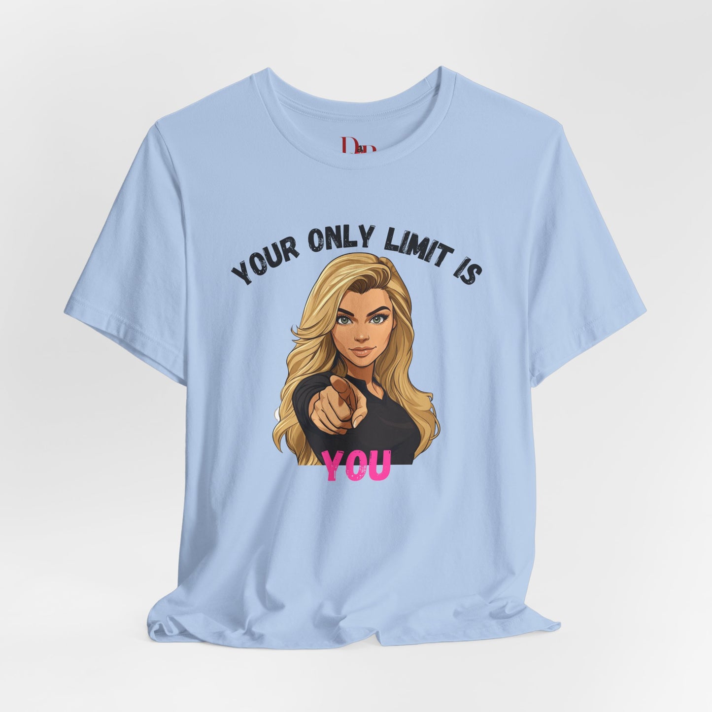 "Your Only Limit Is You" Inspirational Shirt B – Motivational Tee in Black & Pink