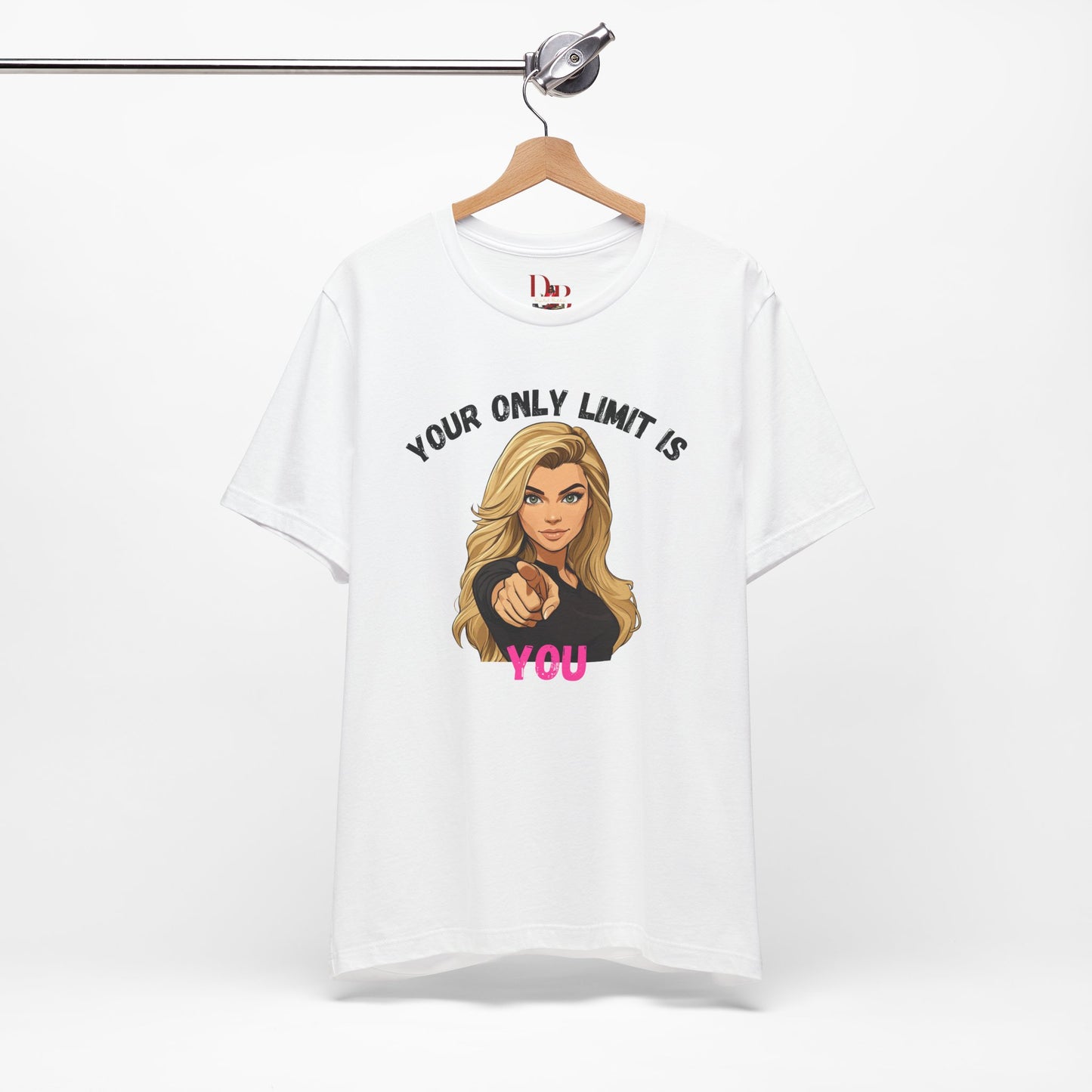 "Your Only Limit Is You" Inspirational Shirt B – Motivational Tee in Black & Pink