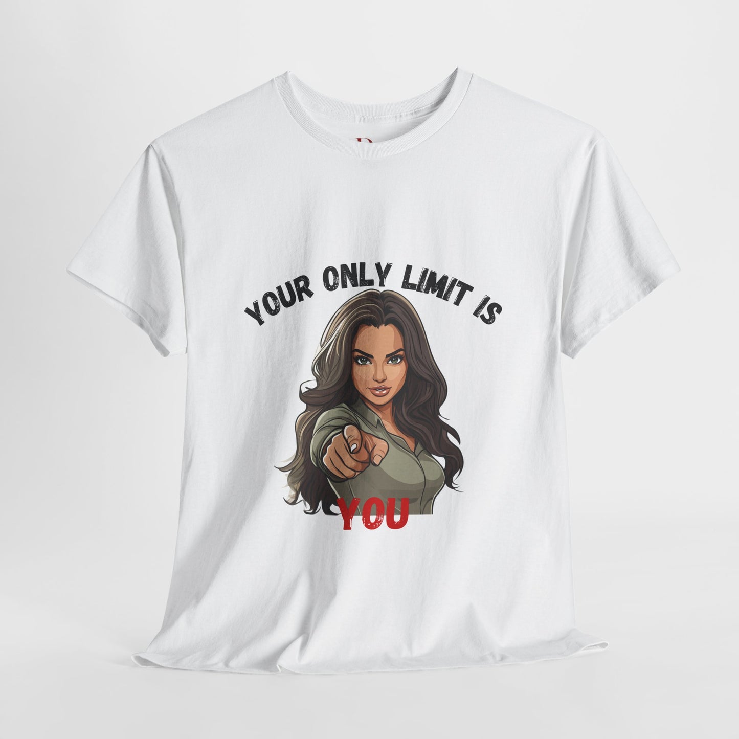 "Your Only Limit Is You" Inspirational Shirt – Motivational Tee in Black & Red Text