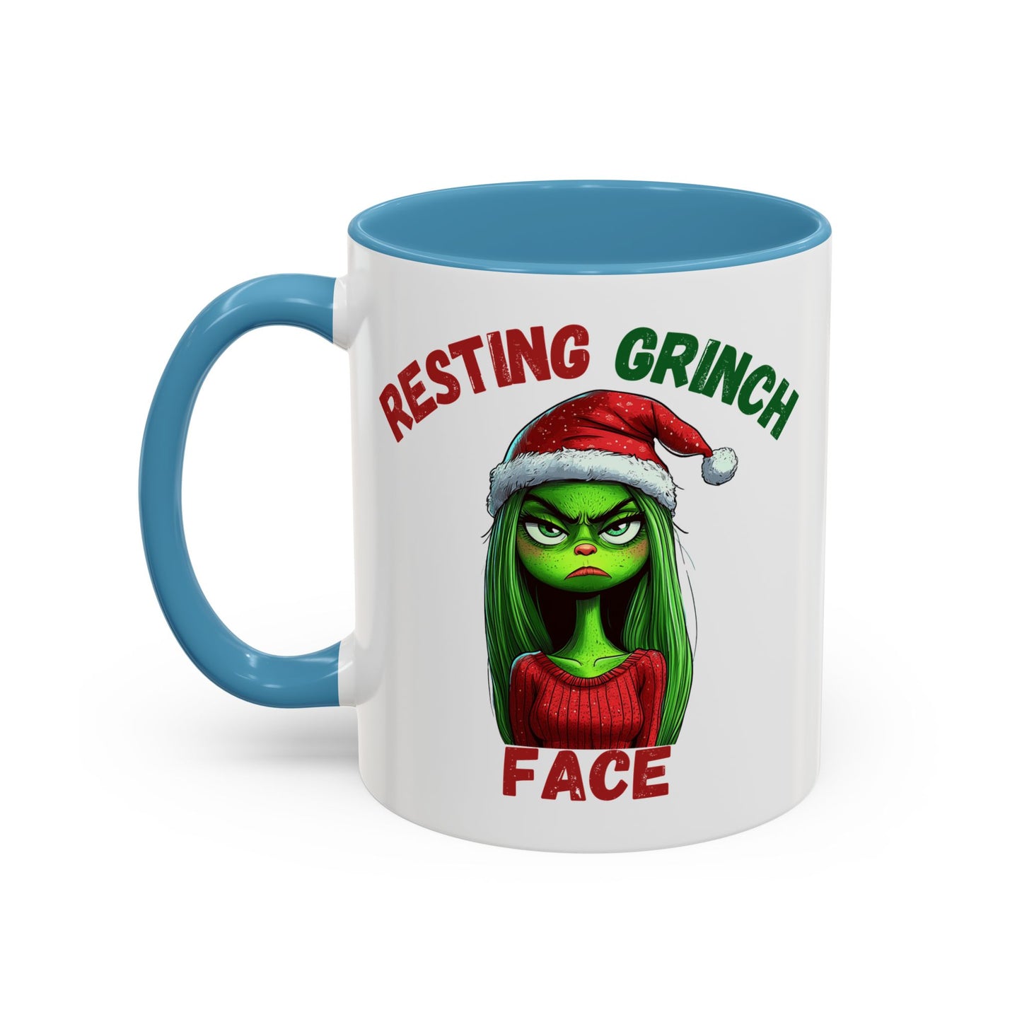 "Resting Grinch Face" Christmas Mug – Funny Holiday Coffee Cup in Red & Green (11, 15oz)