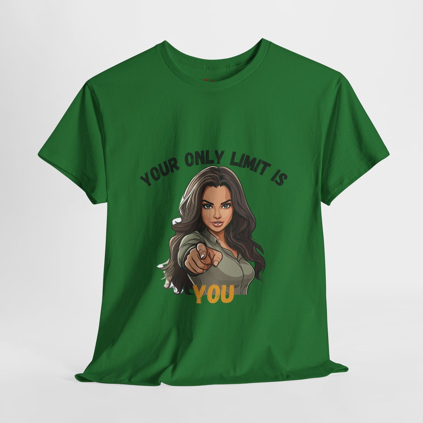 "Your Only Limit Is You" Inspirational Shirt – Motivational Tee in Black & Gold Text