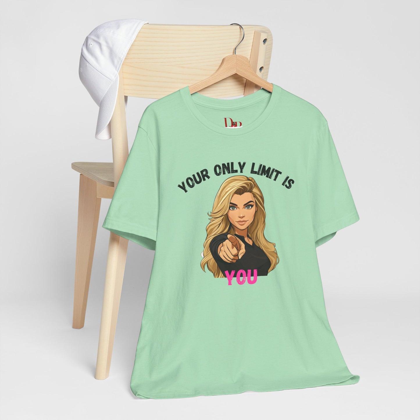 "Your Only Limit Is You" Inspirational Shirt B – Motivational Tee in Black & Pink