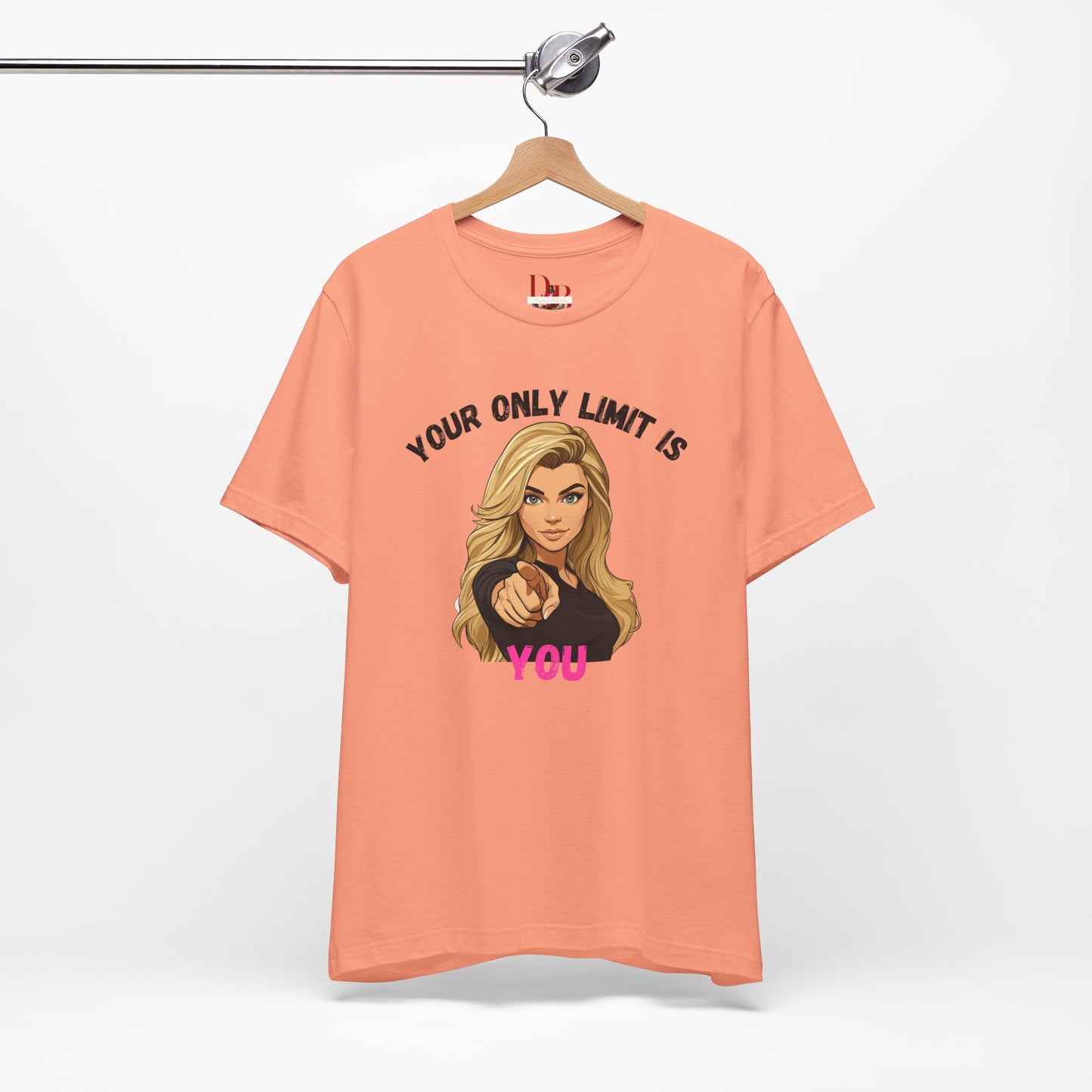 "Your Only Limit Is You" Inspirational Shirt B – Motivational Tee in Black & Pink