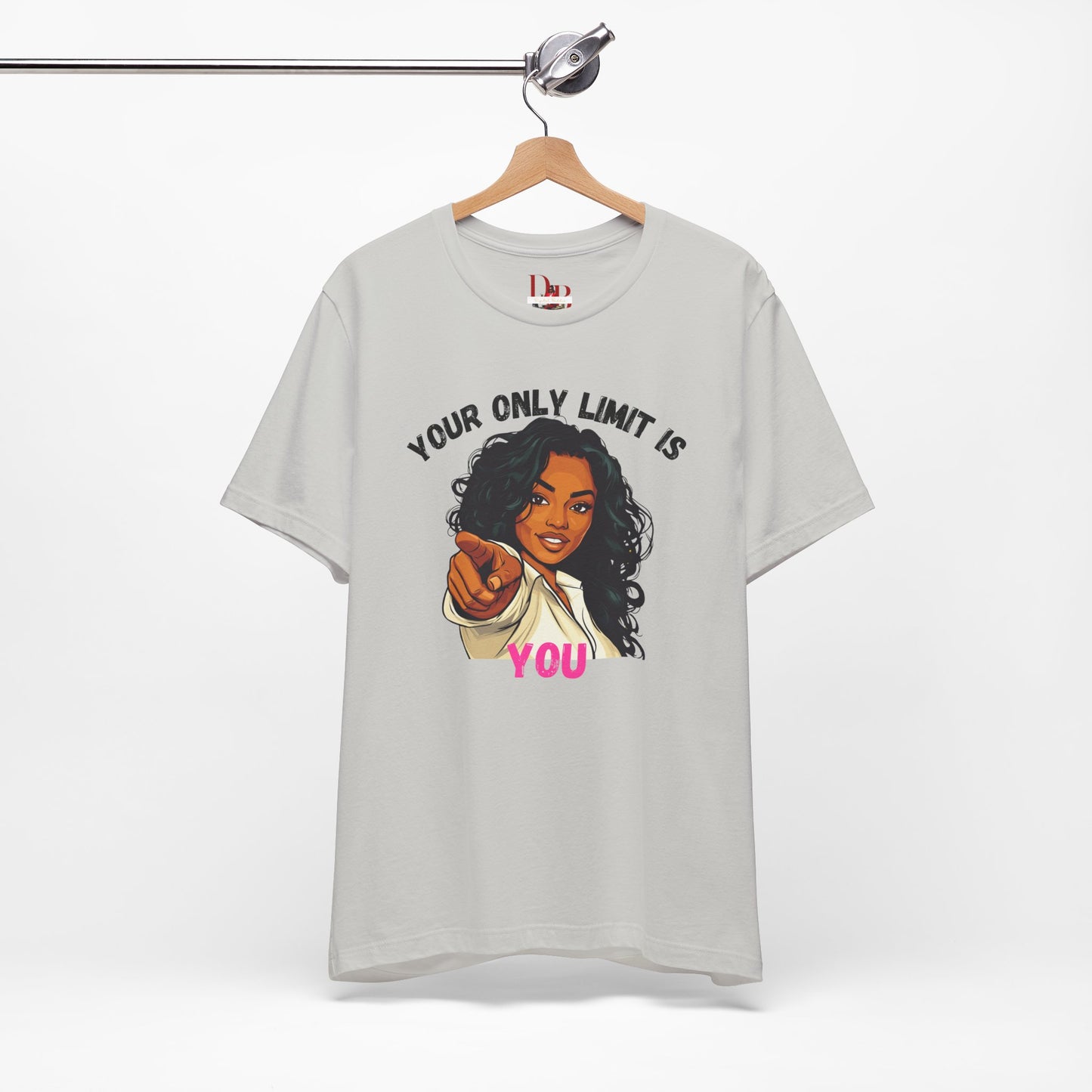 "Your Only Limit Is You" Inspirational Shirt – Motivational Tee in Black & Pink