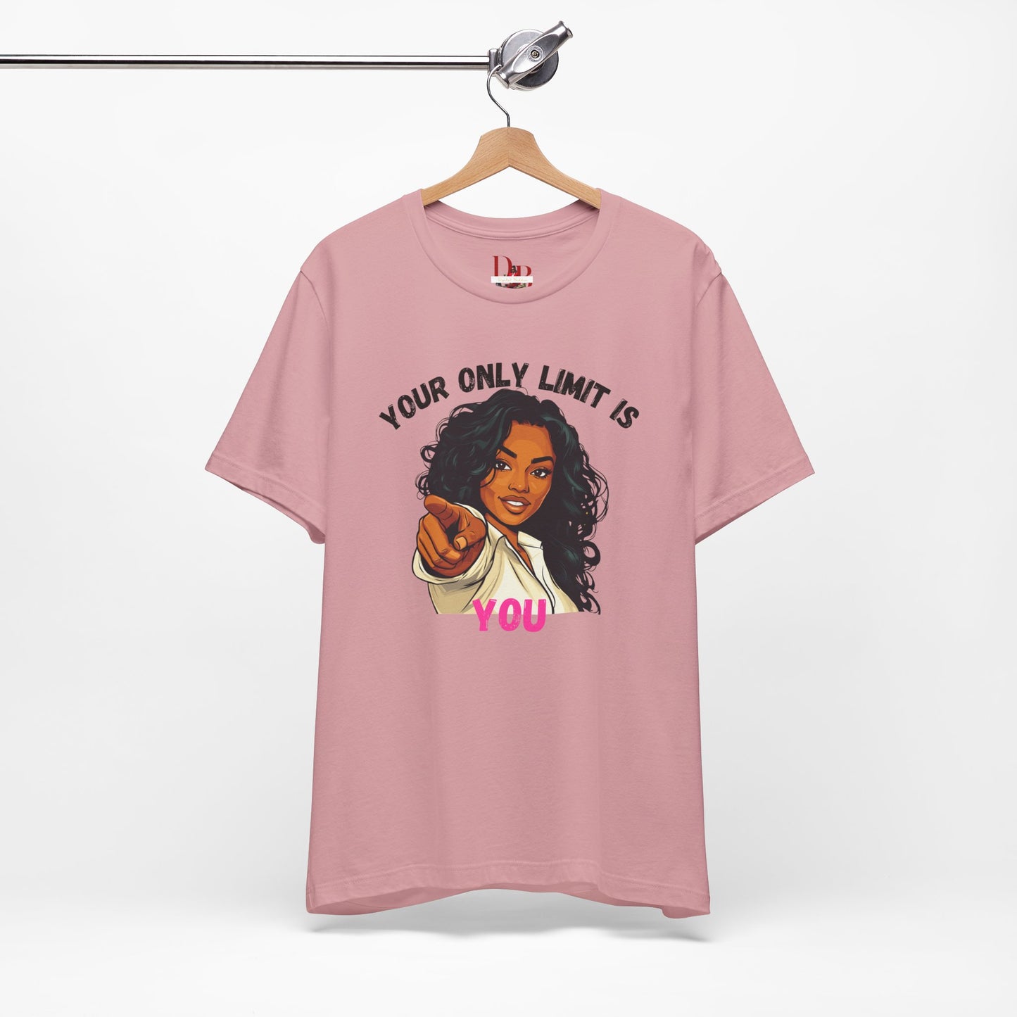 "Your Only Limit Is You" Inspirational Shirt – Motivational Tee in Black & Pink