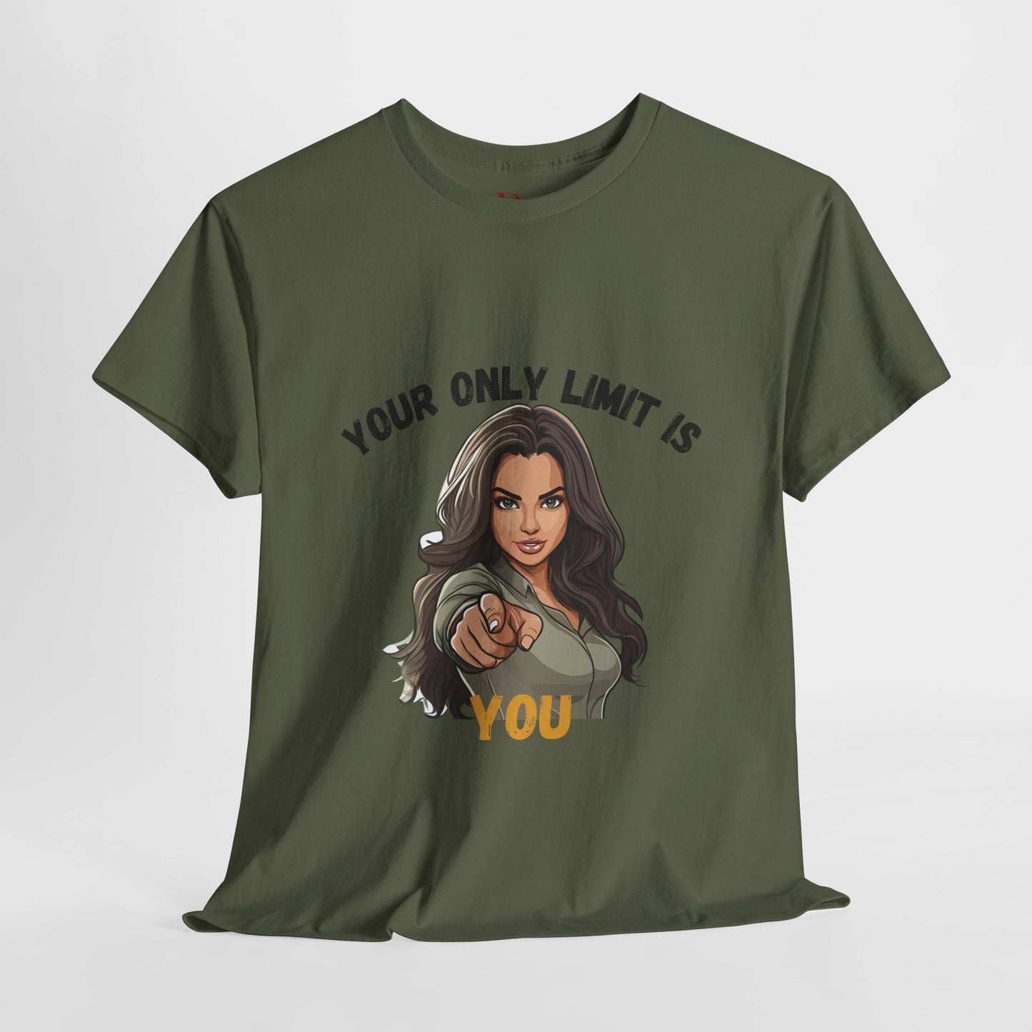 "Your Only Limit Is You" Inspirational Shirt – Motivational Tee in Black & Gold Text