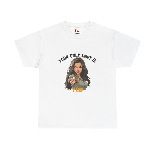 "Your Only Limit Is You" Inspirational Shirt – Motivational Tee in Black & Gold Text