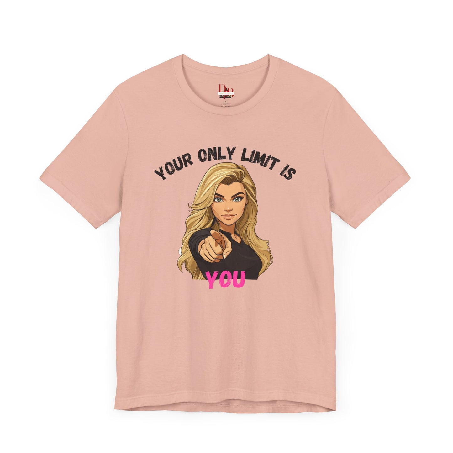 "Your Only Limit Is You" Inspirational Shirt B – Motivational Tee in Black & Pink