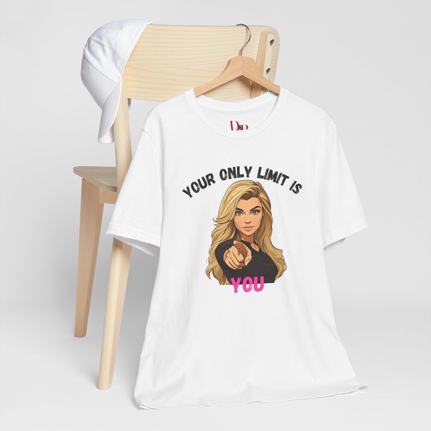 "Your Only Limit Is You" Inspirational Shirt B – Motivational Tee in Black & Pink