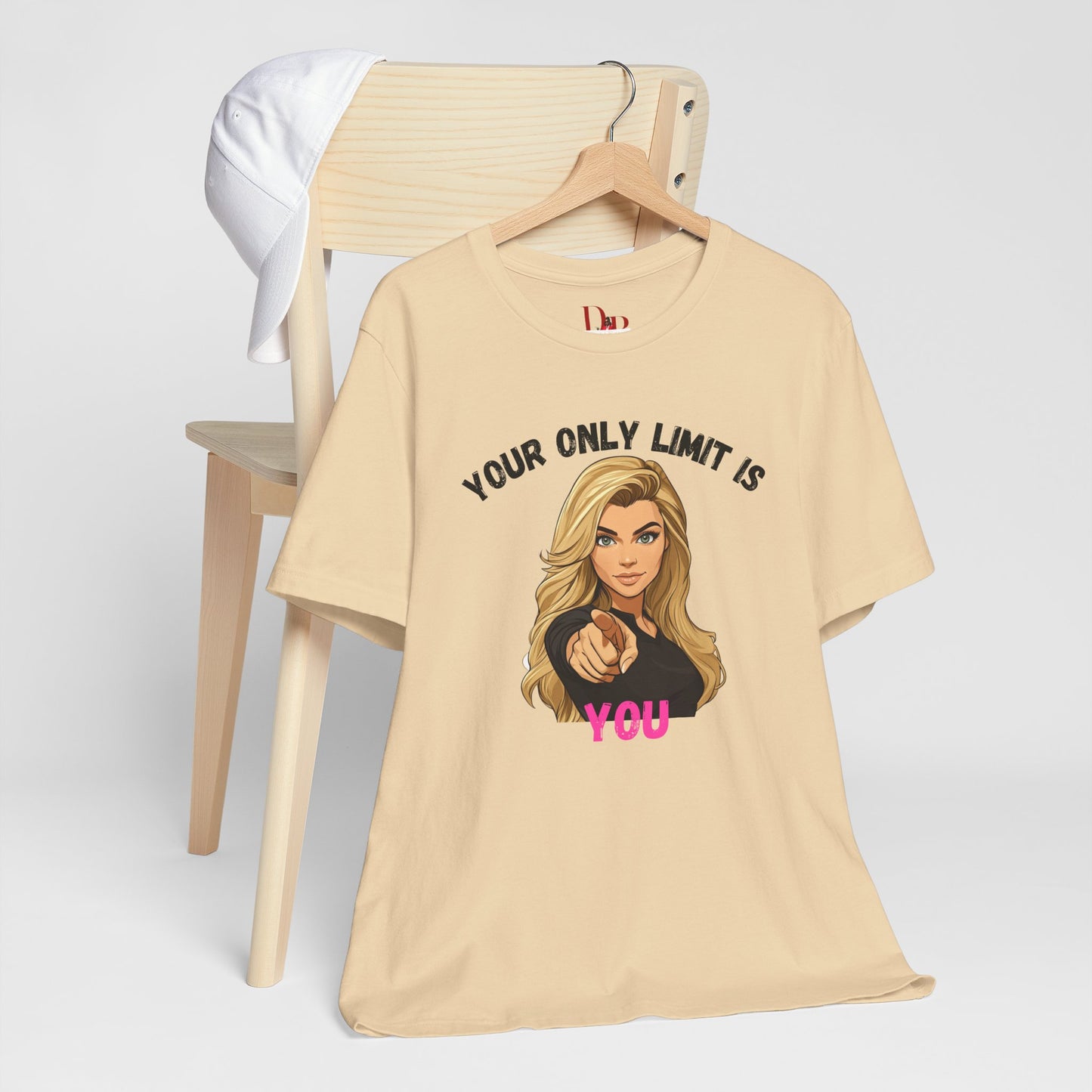 "Your Only Limit Is You" Inspirational Shirt B – Motivational Tee in Black & Pink