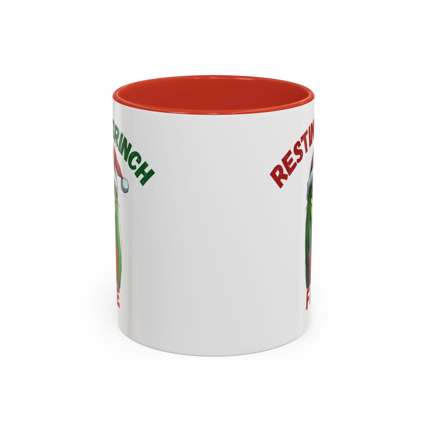 "Resting Grinch Face" Christmas Mug – Funny Holiday Coffee Cup in Red & Green (11, 15oz)