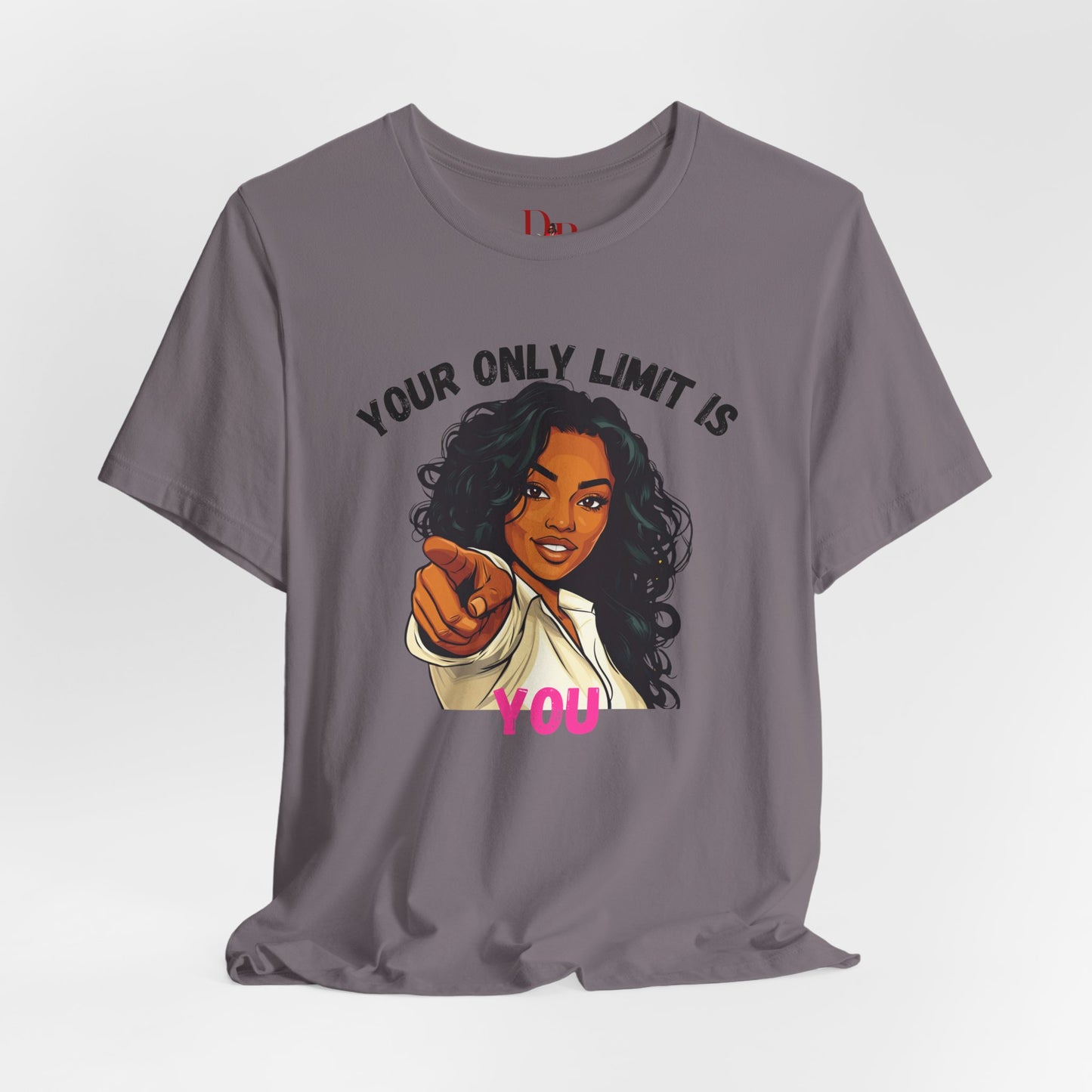 "Your Only Limit Is You" Inspirational Shirt – Motivational Tee in Black & Pink