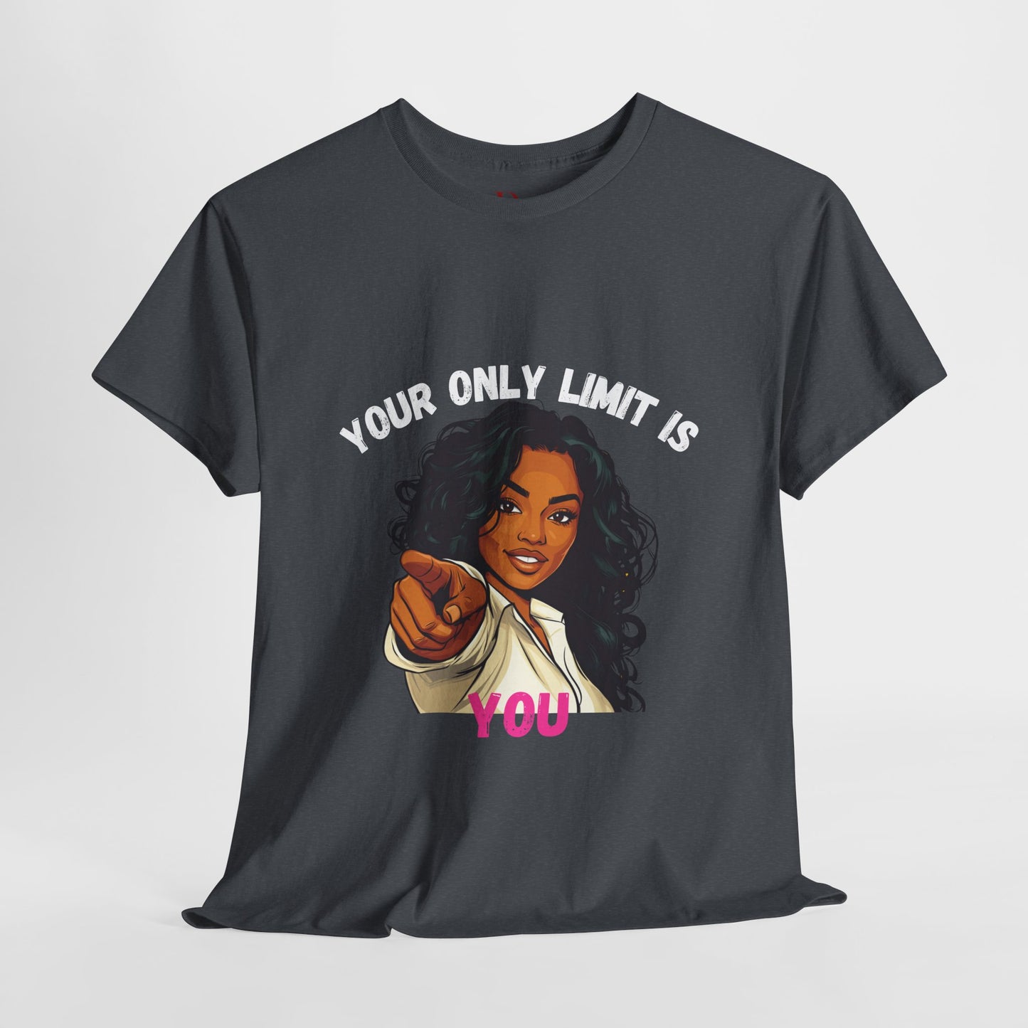 "Your Only Limit Is You" Inspirational Shirt – Motivational Tee in White & Pink Text