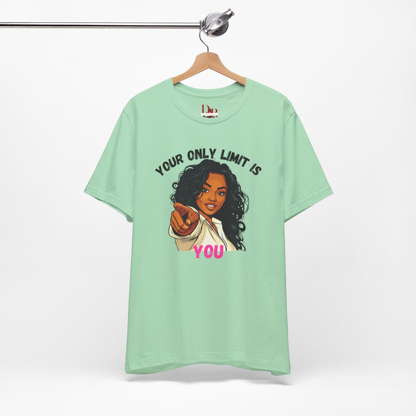 "Your Only Limit Is You" Inspirational Shirt – Motivational Tee in Black & Pink