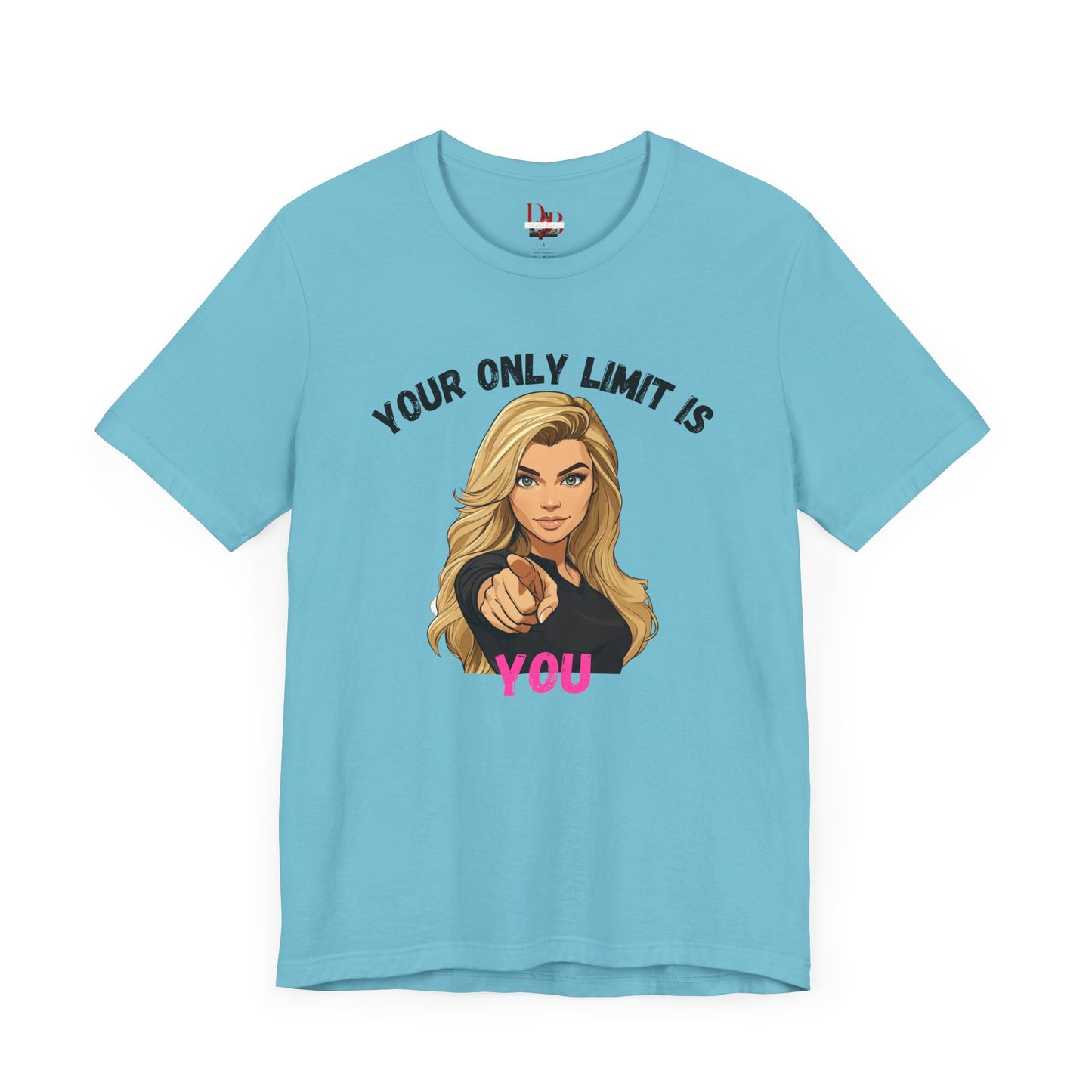 "Your Only Limit Is You" Inspirational Shirt B – Motivational Tee in Black & Pink