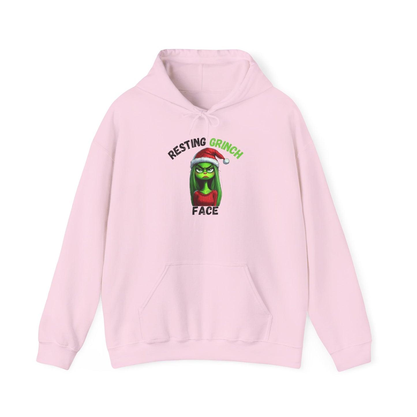 "Resting Grinch Face" Hoodie – Funny Christmas Hoodie in Black & Green Text for Holiday Season